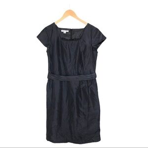 Pendelton 100% silk black ruffle cocktail belted party dress sz 10